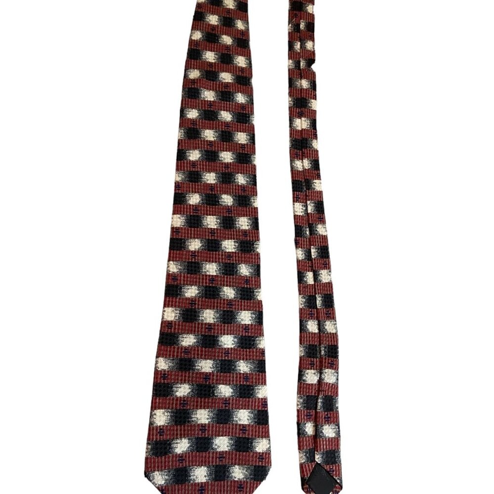 Vintage Countess Mara Mens Silk Tie Plaid Red Black White USA Office Dad Gift